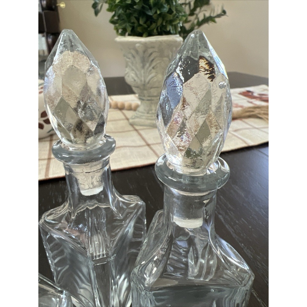 Vintage 1920's Clear Crystal Glass Condiment Set
